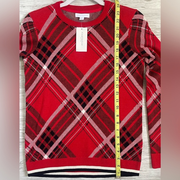 NWT Charter Club Sweater Plaid Pullover - Ravishing Red Cambo - Petite Small - Picture 7 of 14